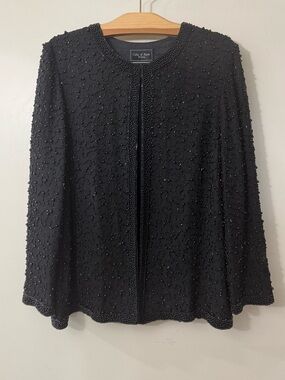 COTE D’AZUR EVENING BEADED SILK EVENING JACKET BLACK LARGE